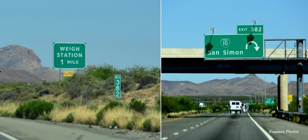 インターステート･ハイウェイの基点から382マイル地点にあるマイルポスト382と出口382番の標識